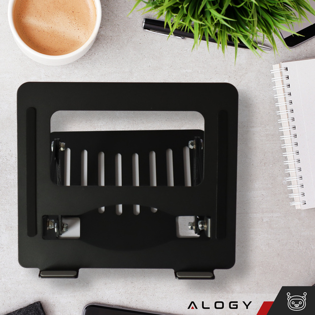Alogy Uchwyt na laptop Macbook tablet 17" stojak podstawka składany regulowany aluminiowy na biurko 25 x 21.5cm Grafitowy