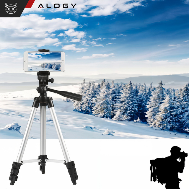 Alogy Statyw tripod lekki z pilotem i torbą do smartfona na aparat 105cm