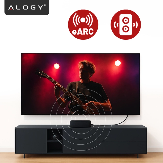 Kabel HDMI 2.1 Alogy 1m 4K 8K PREMIUM MIEDŹ ULTRA High Speed 60Hz 48GBps Czarny