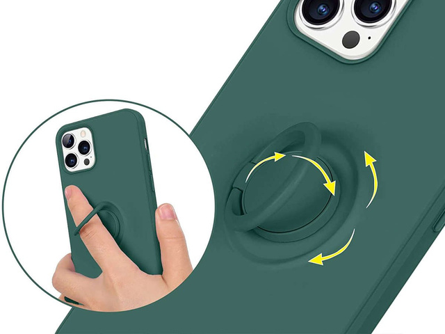 Alogy Etui silikonowe na telefon Ring Ultra Slim do iPhone 12 Pro Max 6.7 Zielone
