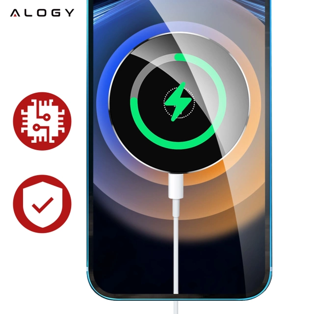 Alogy Uchwyt do samochodu 2w1 z ładowarką Qi Airvent MagSafe Charger do MagSafe 15W do kratki samochodowy Czarny