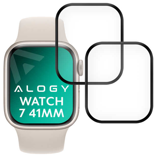 Alogy 2x Szkło na smartwatch elastyczne 3D do Apple Watch 7 41mm Black