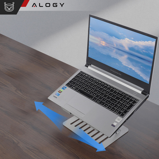 Alogy Uchwyt na laptop tablet stojak podstawka składany regulowany aluminiowy na biurko 25x21.5cm Srebrny