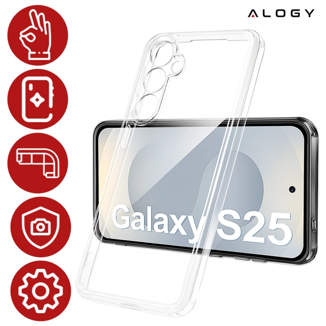 Etui Przezroczyste do Samsung Galaxy S25, Podwyższone Krawędzie, Idealne Dopasowanie, PC + TPU, Alogy HybridShield™ Case