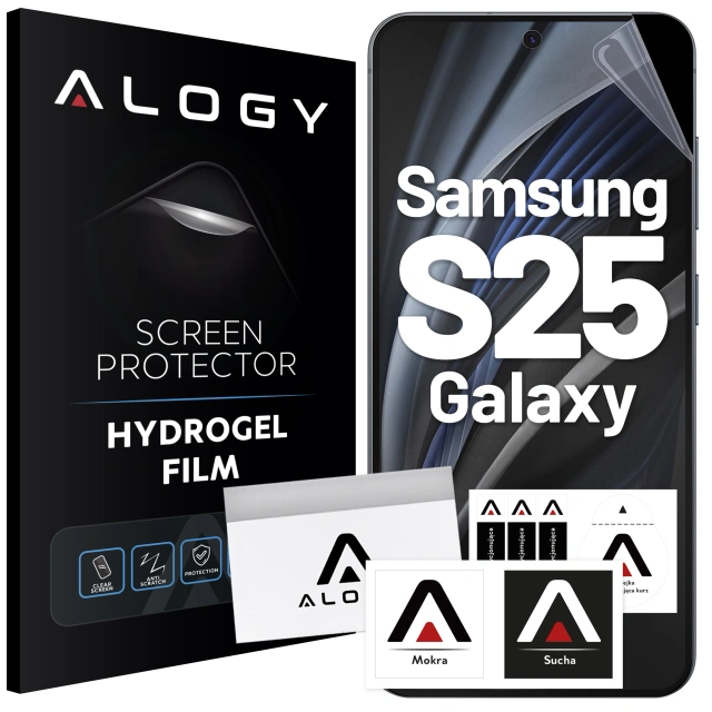 Folia hydrożelowa do Samsung Galaxy S25 – elastyczna ochrona ekranu, samoregeneracja, pełne dopasowanie i wysoka przejrzystość – Alogy Hydrogel Film™