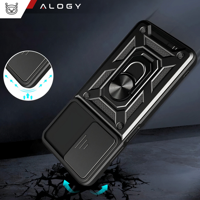 Alogy Camshield Stand Ring Etui ochronne z osłonką na aparat do Xiaomi Poco X5 Pro 5G / Redmi Note 12 Pro 5G Czarne