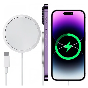 Ładowarka indukcyjna do iPhone 12/13/14/15/ PRO / MAX/ MINI/ ULTRA Alogy do MagSafe bezprzewodowa 20W  Biała