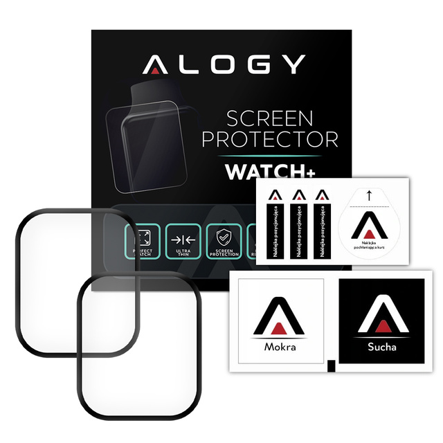 Alogy 2x Szkło na smartwatch elastyczne 3D do Apple Watch 7 41mm Black