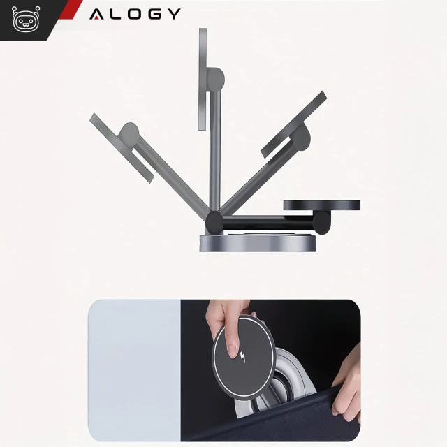 Ładowarka indukcyjna bezprzewodowa stacja Alogy 2w1 QI do Apple iPhone AirPods do MagSafe Czarna