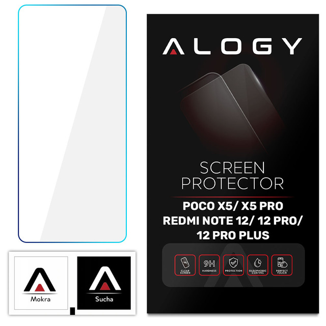 Alogy Screen Protector PRO+ Szkło hartowane 9H ochrona na ekran do Xiaomi Poco X5/ Pro/ Redmi Note 12/ Pro/ Pro+ Plus 5G