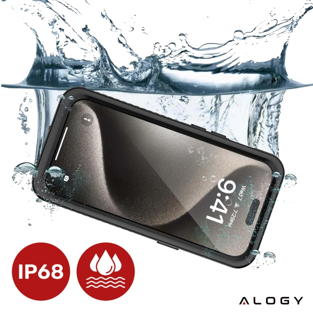 Alogy Etui do Apple iPhone 15 Pro Pancerne 360 case do Mag Safe wodoodporne Armor IP68 czarne