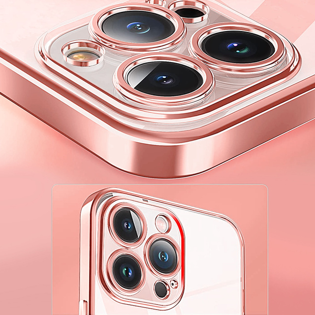 Alogy Etui ochronne TPU Luxury Case z osłonką na aparat do Apple iPhone 12 Pro różowo-przezroczyste