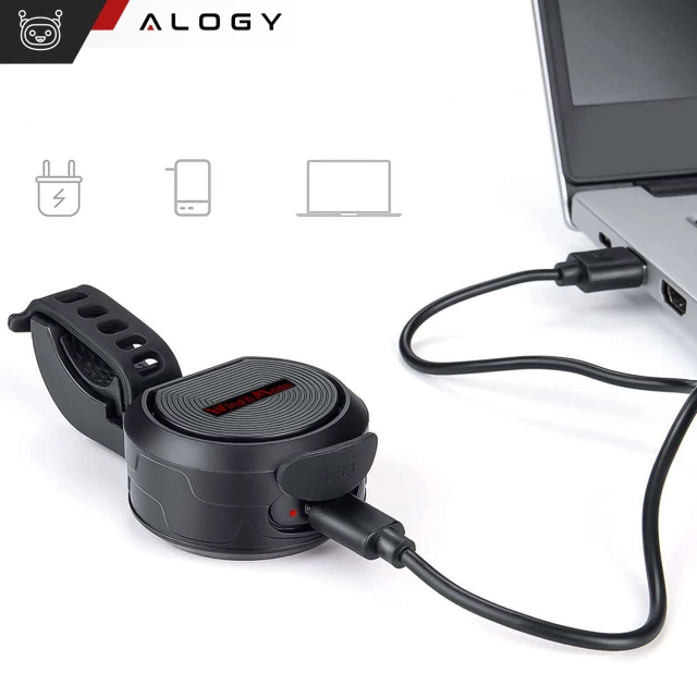 Alogy Dzwonek elektryczny + alarm rowerowy 2w1 Waterproof Electric Bell na rower wodoodporny czarny