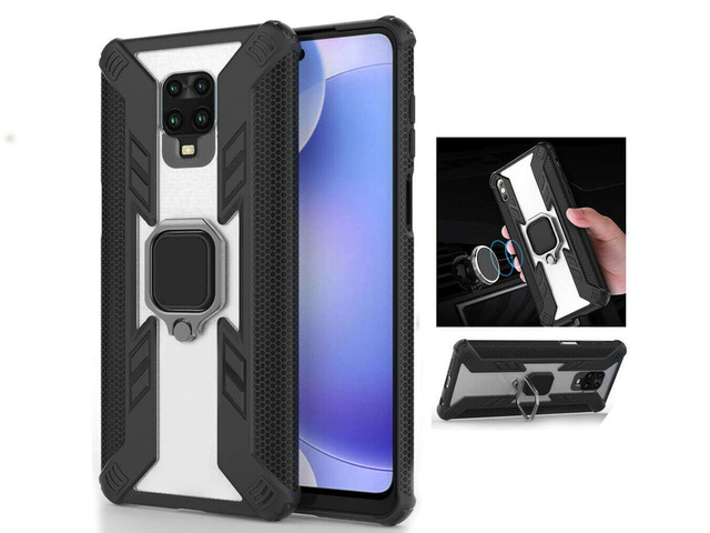 Alogy Pancerne etui Ring Carbon Holder do Xiaomi Redmi Note 9S/ Pro/ Max