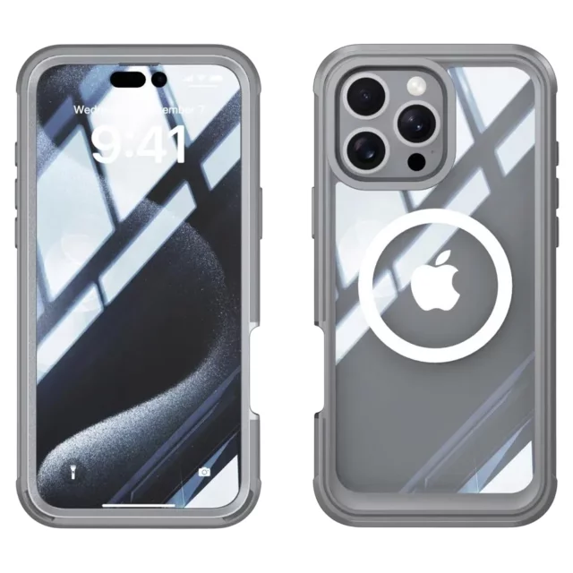 Etui ochronne na telefon do Apple iPhone 16 Pro Alogy Shield360 MagCase™️ do MagSafe obudowa z ochroną wyświetlacza i aparatu Titanium Szare