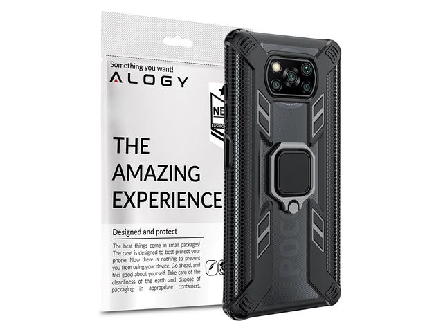 Alogy Pancerne etui Ring Carbon Holder do Xiaomi Poco X3 NFC