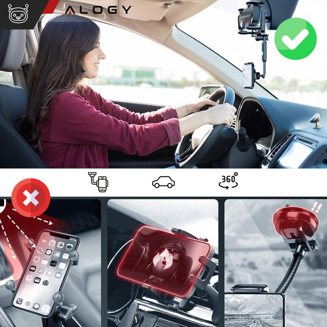 Alogy Uchwyt samochodowy Mirror Car Holder do telefonu na lusterko wsteczne Czarny