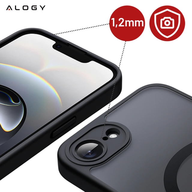Etui do Apple iPhone 16e obudowa ochronna na telefon Alogy Matte HybridMag™️ Case do MagSafe Matowe Czarne