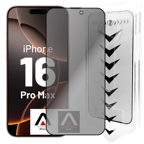 Szkło hartowane Prywatyzujące do Apple iPhone 16 Pro Max ochronne szkiełko na ekran 9H Alogy Privacy EasyShield™️ z ramką montażową