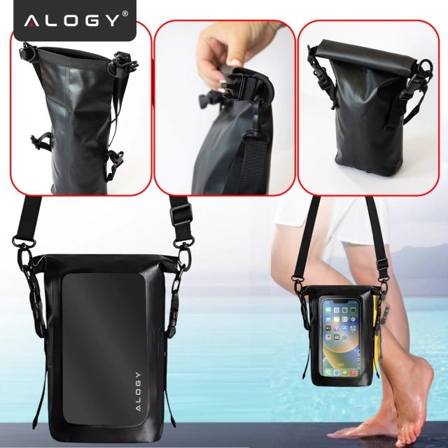 Alogy Sakwa Etui wodoodporne na telefon duża torba worek Case Waterproof Czarne