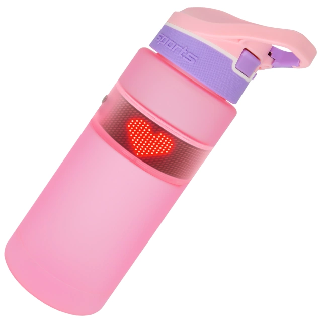 Butelka Bidon na Napoje LED, Inteligentna z Wyświetlaczem i Łącznością Bluetooth, Słomka, Motywacyjna, Wielokrotnego Użytku, Alogy FitBottle™ - Różowa