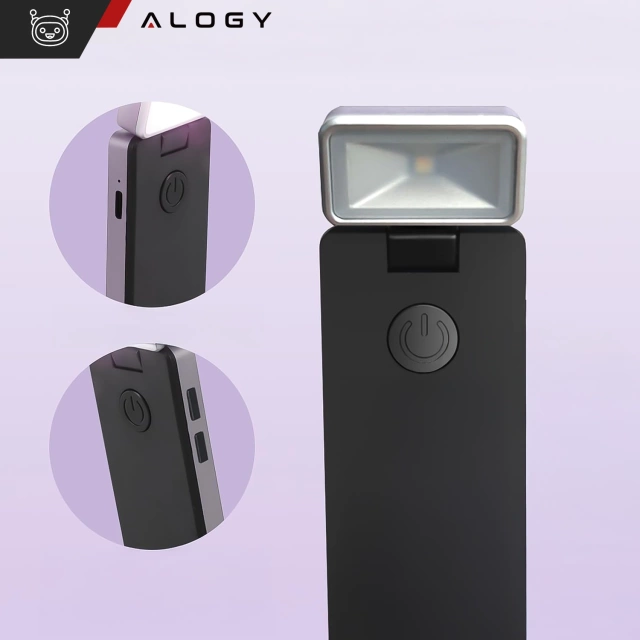 Lampka LED do czytania Alogy Clip Lamp Lampa z klipsem do książki na książkę 15 trybów akumulator Szara