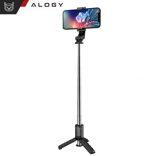 Alogy Selfie stick Tripod Bluetooth uchwyt do telefonu kijek statyw Czarny