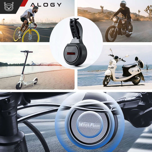 Alogy Dzwonek elektryczny + alarm rowerowy 2w1 Waterproof Electric Bell na rower wodoodporny czarny