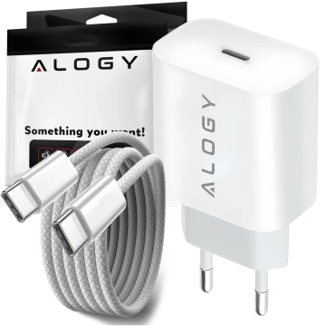 Ładowarka sieciowa szybka 30W USB-C USB typ C GaN PD do iPhone kostka Alogy Biała