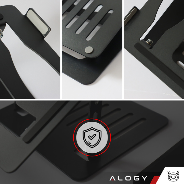 Alogy Uchwyt na laptop Macbook tablet 17" stojak podstawka składany regulowany aluminiowy na biurko 25 x 21.5cm Grafitowy