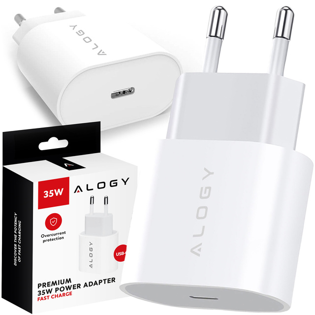 Alogy Ładowarka sieciowa szybka mocna 35W USB-C USB typ C PD GaN do iPhone Biała