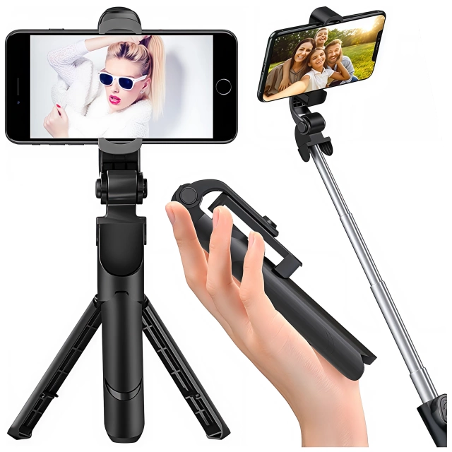 Selfie stick Alogy Tripod Stand Uchwyt ze statywem na telefon z pilotem Bluetooth Czarny