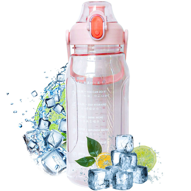 Alogy Butelka ze słomką Time Marker Water Bottle with Straw with Handle 1500ml