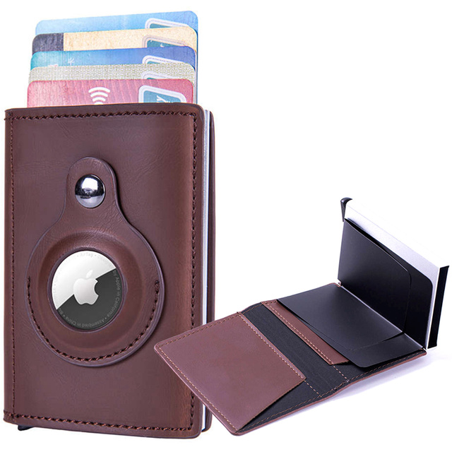Alogy Portfel na dokumenty Smart Wallet z miejscem na AirTag na karty gotówkę Brązowy