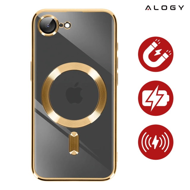 Etui do Apple iPhone 16e Alogy LuxeShield™️ Glamour Luxury Ring obudowa do MagSafe z osłoną aparatów Złote