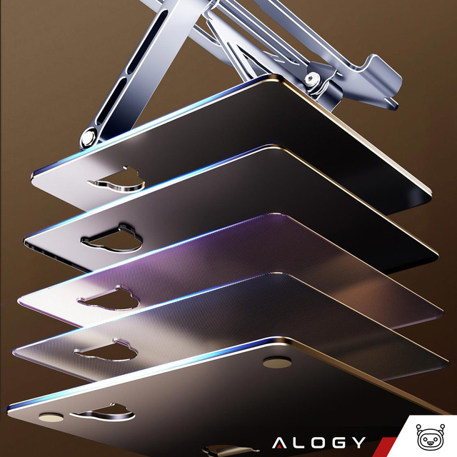 Alogy Uchwyt na laptop 17" Macbook tablet telefon stojak 2w1 podstawka składany regulowany aluminiowy na biurko Grafitowy