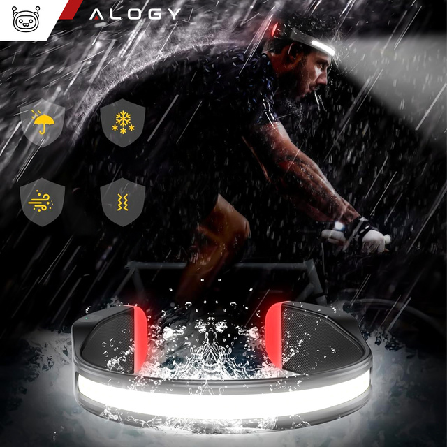 Alogy Lampka czołowa Czołówka latarka na czoło głowę LED COB USB-C Type C 3 Tryby świecenia IPX4