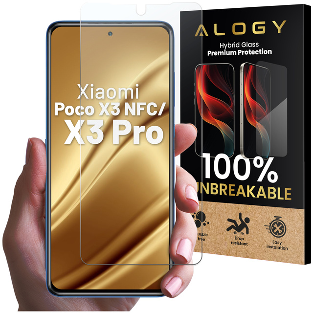 Szkło hybrydowe do Xiaomi Poco X3 NFC / X3 Pro na ekran Alogy Flexi Glass 9H Case Friendly płaskie na ekran