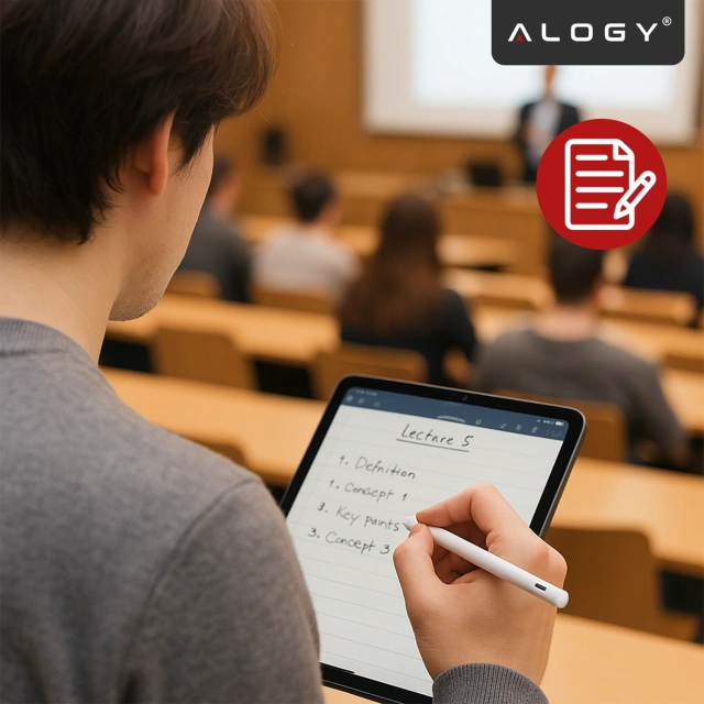 Rysik do Apple iPad Alogy Pencil z funkcją Palm Rejection Tilt Magnetyczny USB-C + zapasowa końcówka Biały