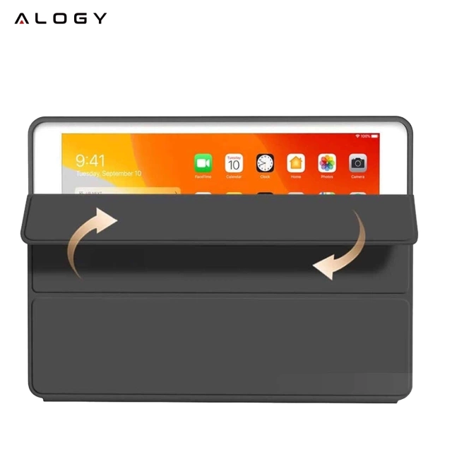 Etui do Apple iPad 10.2" 9/8/7 Gen (2021/2020/2019), Ochronne Smart Case z Klapką i Podstawką, Odporne TPU, Wzmocnione Narożniki, Alogy BookGuard™ – Czarne