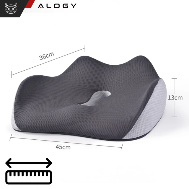 Poduszka ortopedyczna do siedzenia Alogy Seat Pillow do auta na krzesło do biurka siedzisko na fotel z pianką Memory Foam Czarna