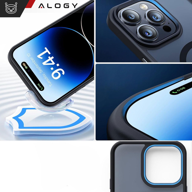 Alogy Etui ochronne do iPhone 15 Pro Ring Case obudowa na telefon do MagSafe Czarne