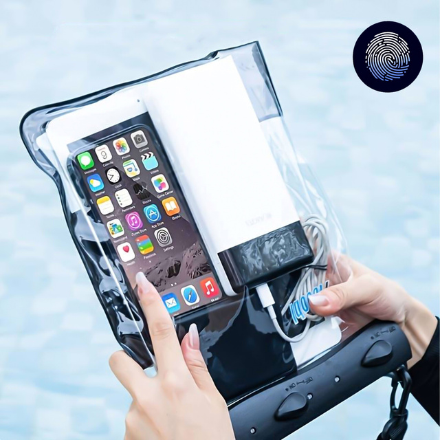 Alogy Etui wodoodporne duże Waterproof Case torba z paskiem na ramię uniwersalna na telefon tablet dokumenty 23x25 cm Czarne