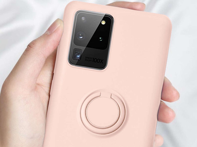 Alogy Etui silikonowe na telefon Ring Ultra Slim do Galaxy S20 Ultra Różowy