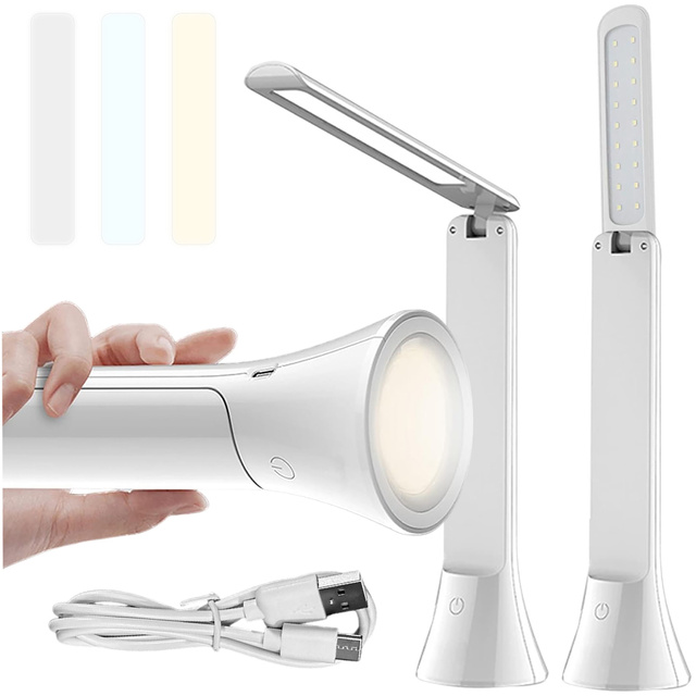 Alogy Lampka LED nocna biurkowa 2w1 Lampa i Latarka 3 tryby Bezprzewodowa Regulacja światła Biała