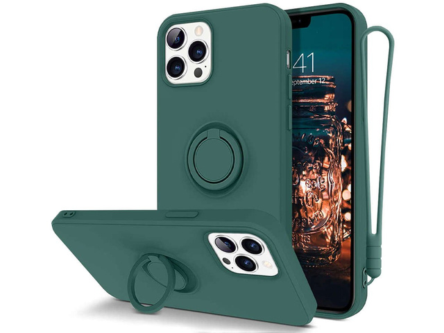 Alogy Etui silikonowe na telefon Ring Ultra Slim do iPhone 12 Pro Max 6.7 Zielone