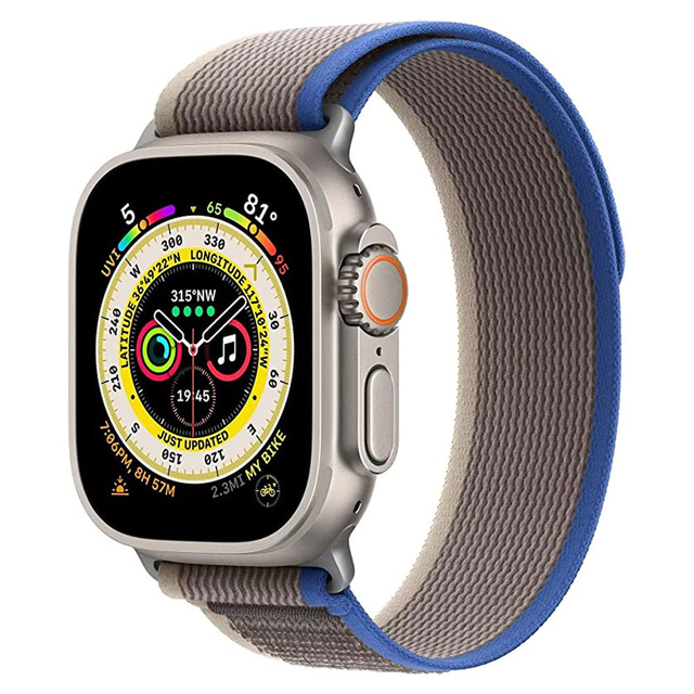 Alogy Pasek nylonowy Sport Strap na rzep do Apple Watch 1/2/3/4/5/6/7/8/SE (38/40/41mm) Niebiesko-szary