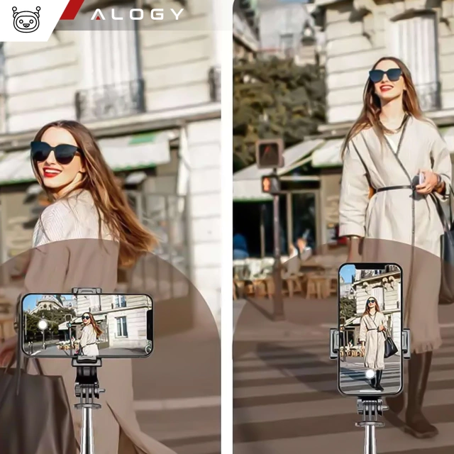 Alogy Selfie stick Tripod Bluetooth uchwyt do telefonu kijek statyw Czarny