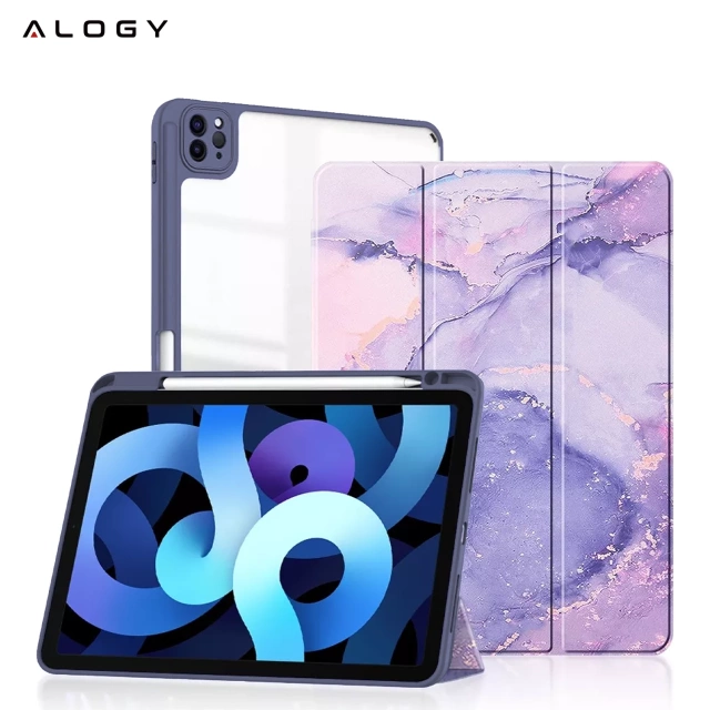 Etui hybrydowe z miejscem na rysik do Apple iPad Air 11" gen 7/6/5/4 | iPad Pro 11" 2018 Alogy Hybrid Book Cover Case Marble Fioletowe