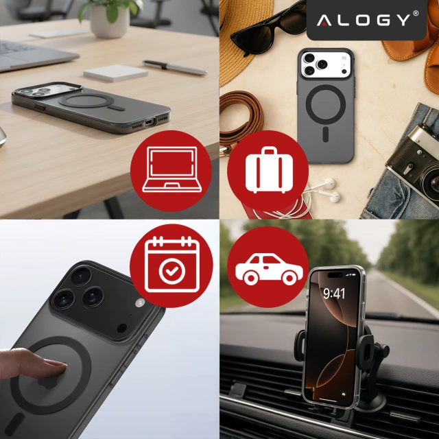 Etui do Apple iPhone 17 Pro – matowa obudowa do MagSafe z ochroną obiektywu, smukłe i odporne na zarysowania, idealne dopasowanie – Alogy Skinny MatteCase™ Czarne